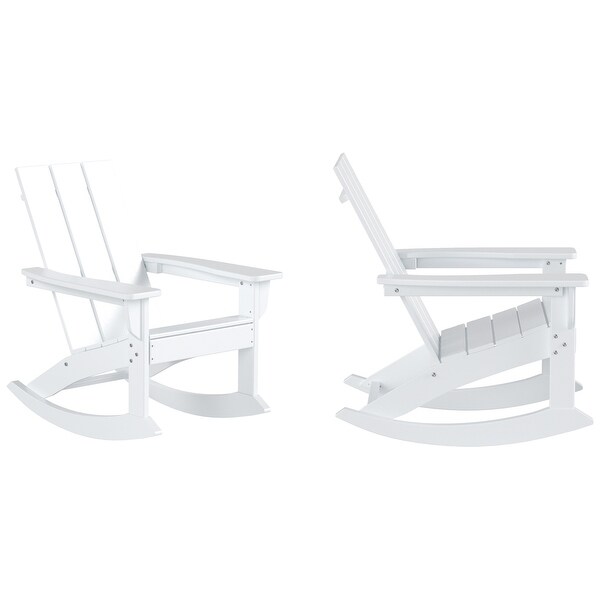 Polytrends Shoreside Modern EcoFriendly All Weather Poly Adirondack Rocking Chairs (Set of 2)