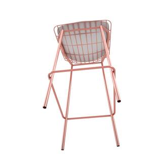 Manhattan Comfort Madeline 41.73 in. Rose Pink Gold and White Bar Stool (Set of 2) 2-198AMC6