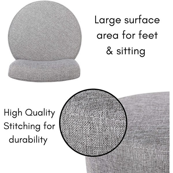 BirdRock Home Grey Linen Chair with Back - Small - Soft Compact Round Padded Seat - Living Room， Bedroom， Kids Room Chair