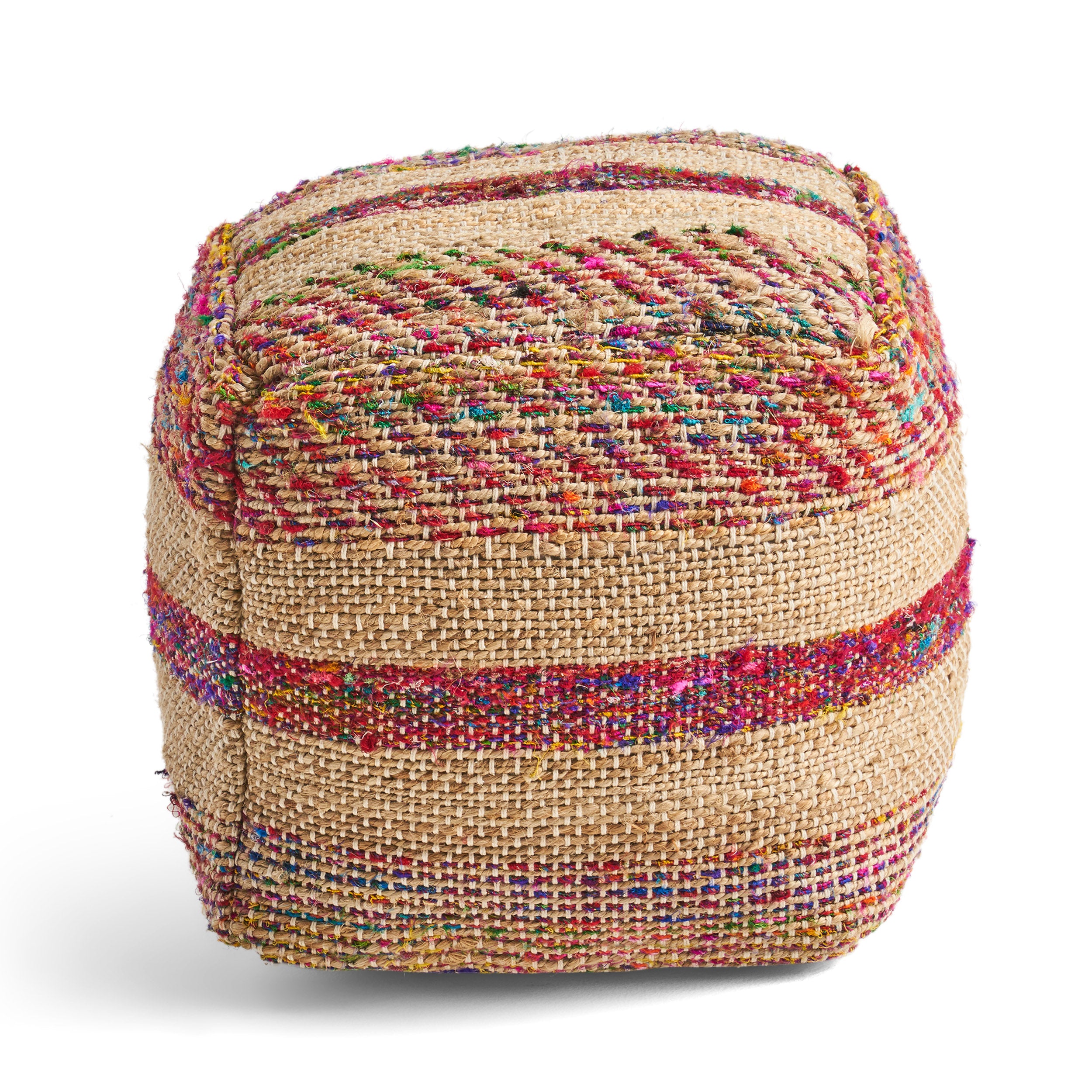 Sofija Boho Hemp Silk and Cotton Ottoman Pouf