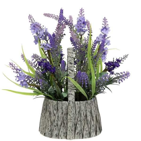 Lavender Bouquet in Flower Spring Basket with Handle