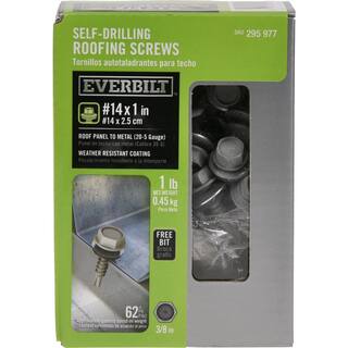 Everbilt #14 x 1 in. Self-Drilling Screw with Neoprene Washer 1 lb.-Box (62-Piece) 116044