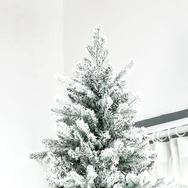 9ft Pine Snow Flocked Artificial Auto Open Christmas Tree with 616 Realistic Cedar Branches