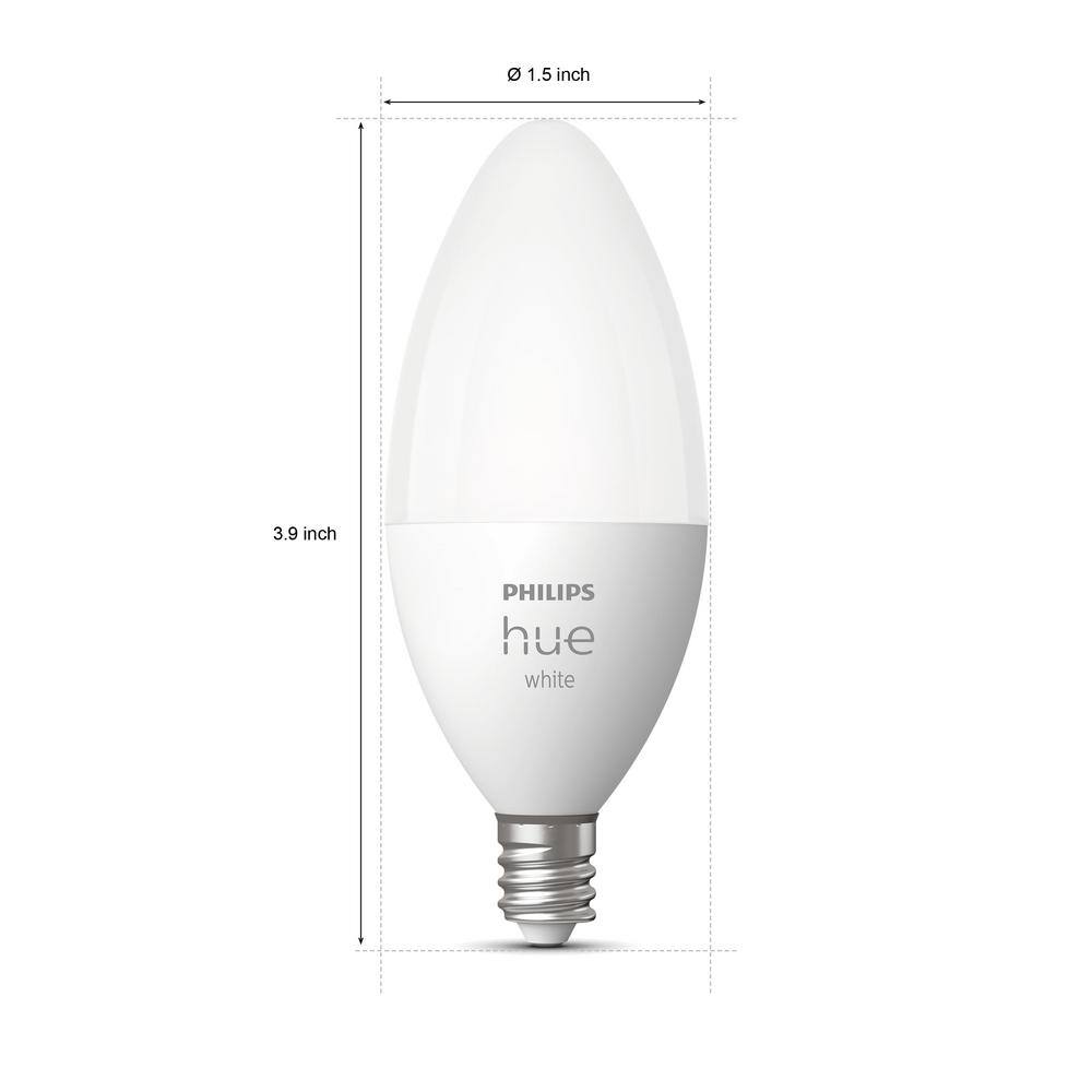 Philips Hue Soft White B11 LED 40W Equivalent Dimmable Smart Light Bulb with Bluetooth (2 Pack) 548289