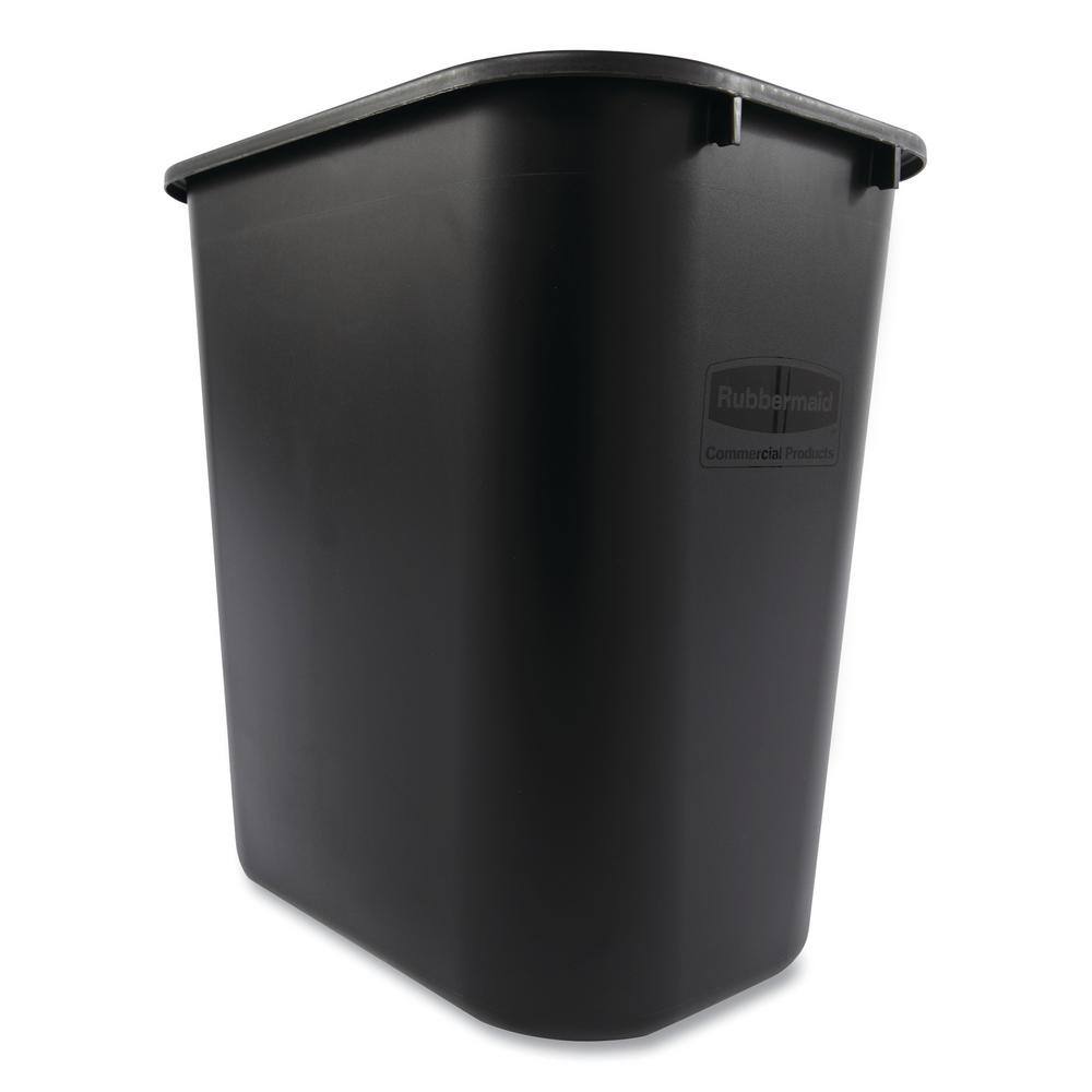 Rubbermaid Commercial Products 7 Gal. Black Plastic Rectangular Deskside Trash Can RCP295600BK