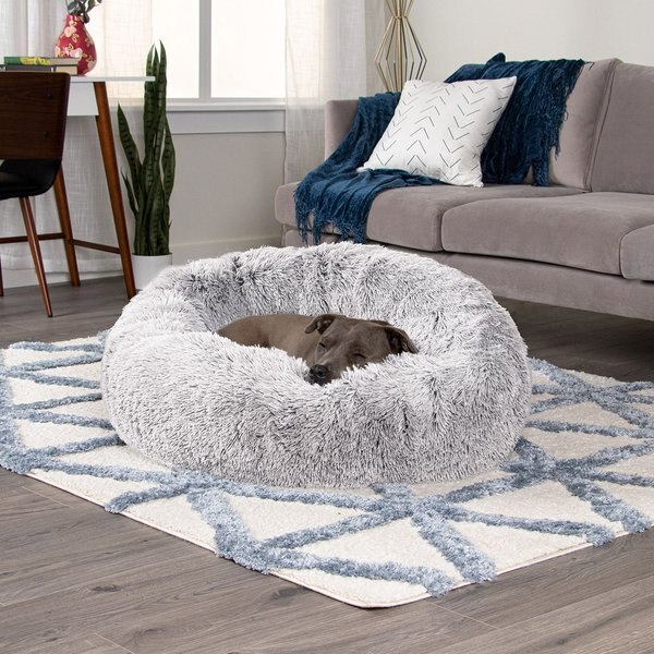 FurHaven Calming Cuddler Long Fur Donut Bolster Dog Bed