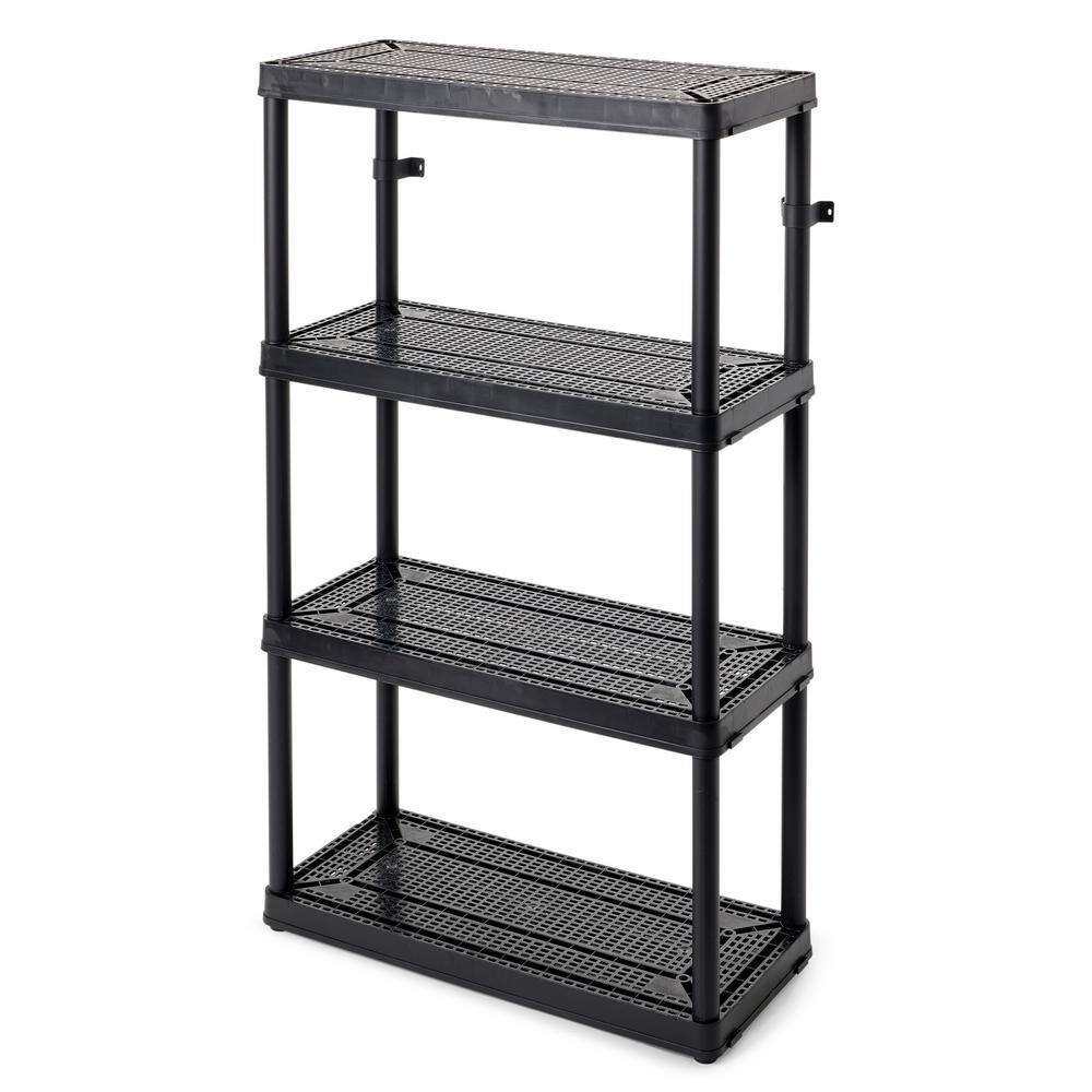 GRACIOUS LIVING Black 3-Tier Plastic Garage Storage Shelving Unit (32 in. W x 14 in. H x 55 in. D) GL91021MAXIT-1C-36