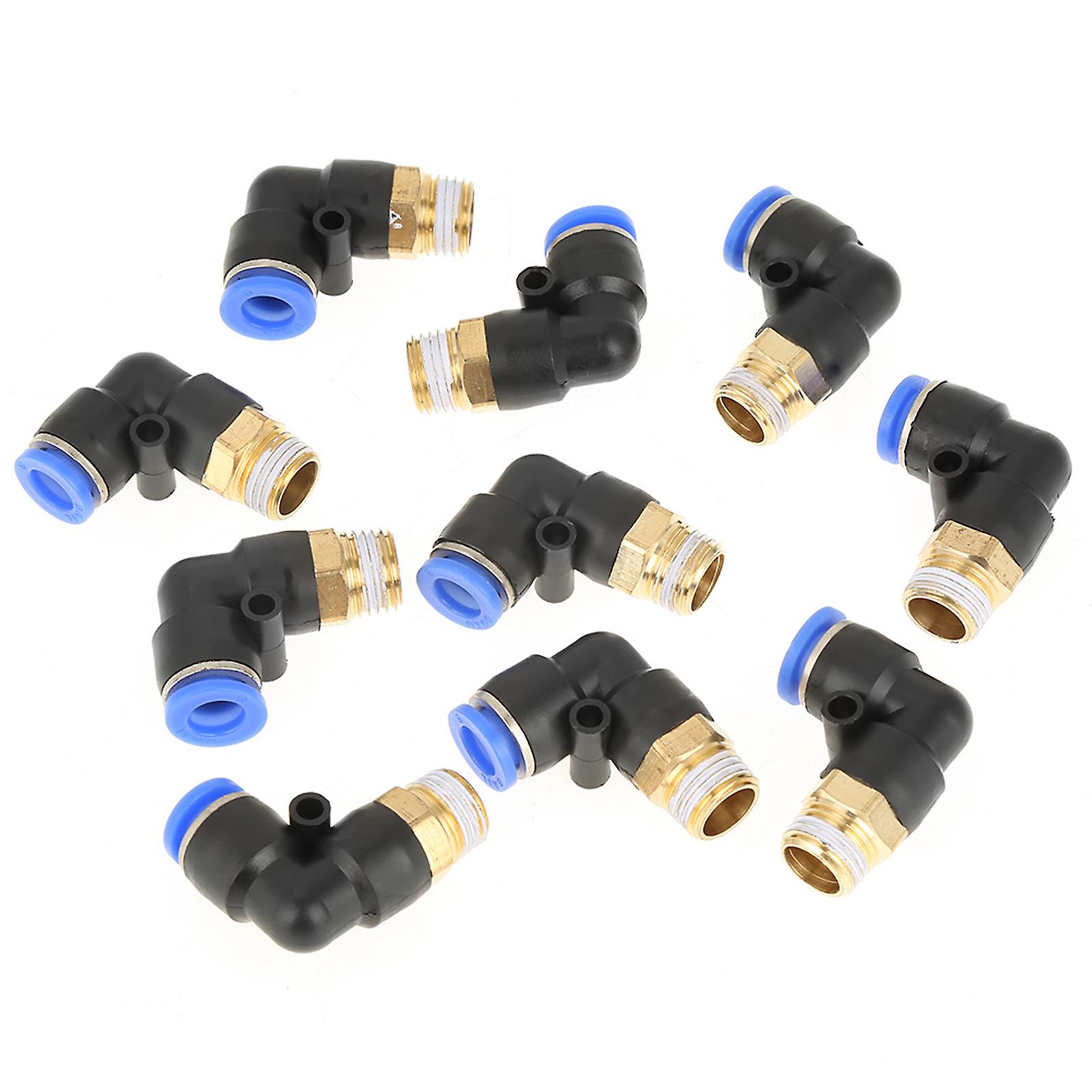 10pcs Pneumatic Elbow Quick Connector Air Fittings Adapter 8mm Diameter Thread G1/4 Set