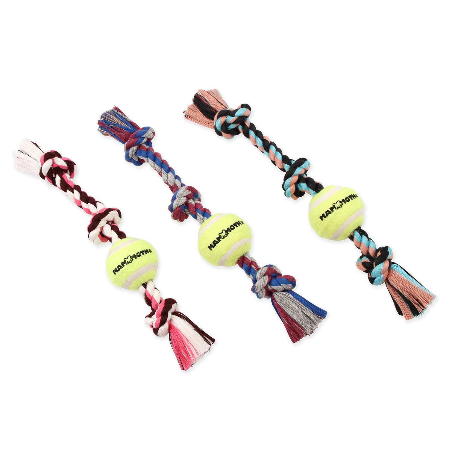 Mammoth Flossy Chews 3 Knot Rope Tug Dog Toy， Multi-color