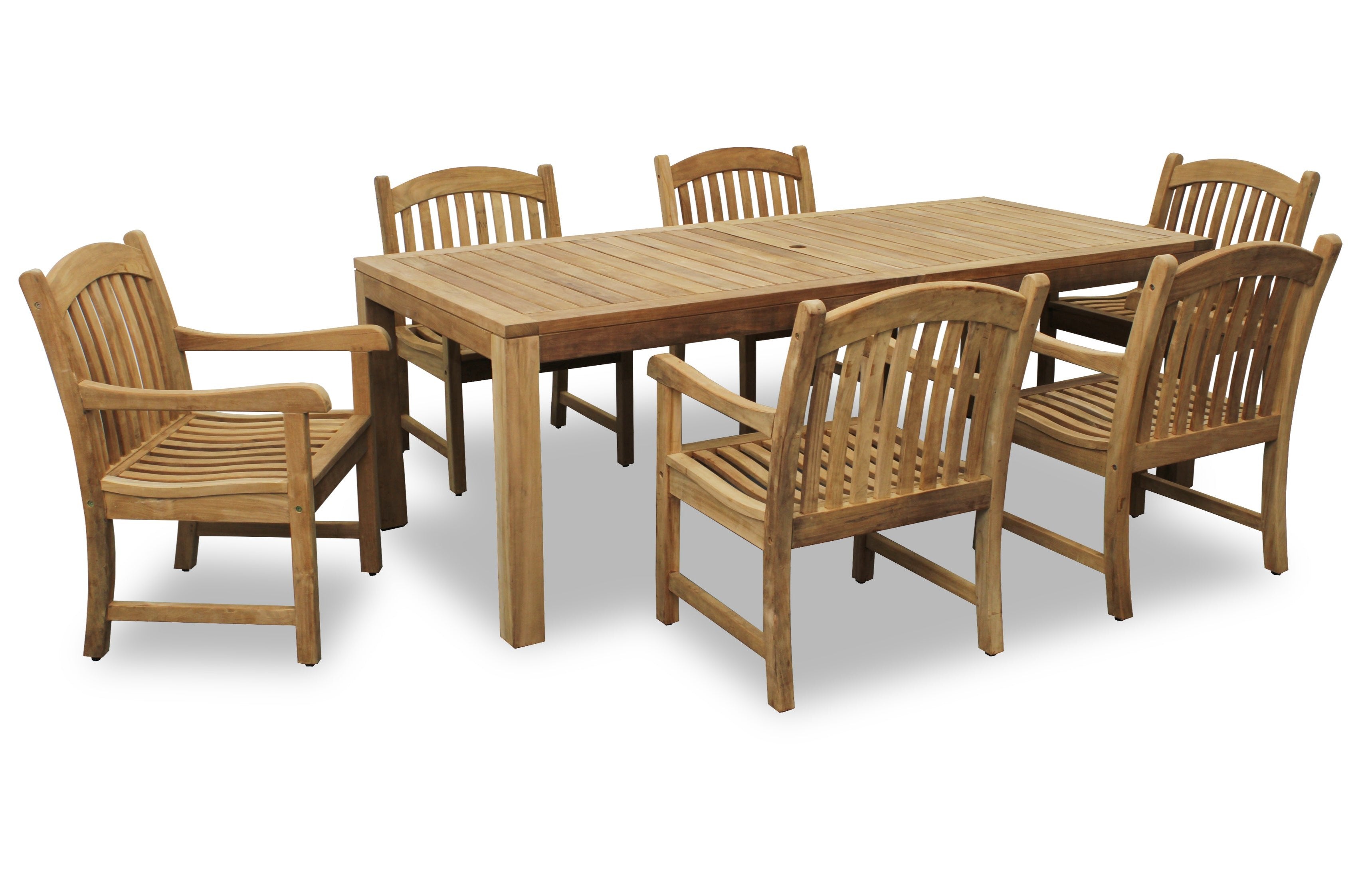 Teak Banquet 9pc Outdoor Dining Set (Teak Extendable Table 88-118 with 8 Teak Tista Arnchairs +FREE Cushions)