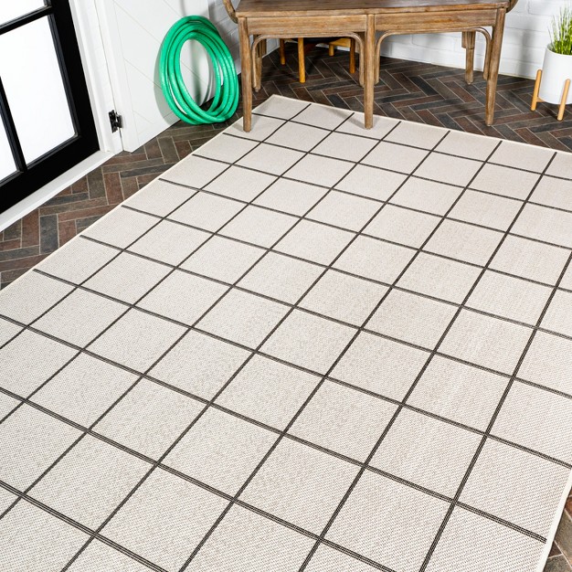 Grid Modern Squares Indoor outdoor Area Rug Jonathan Y