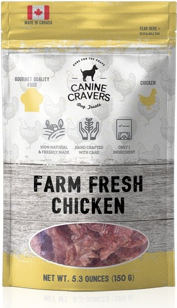 Canine Cravers Farm Fresh Chicken Dehydrated Dog Treats， 5.3-oz pouch