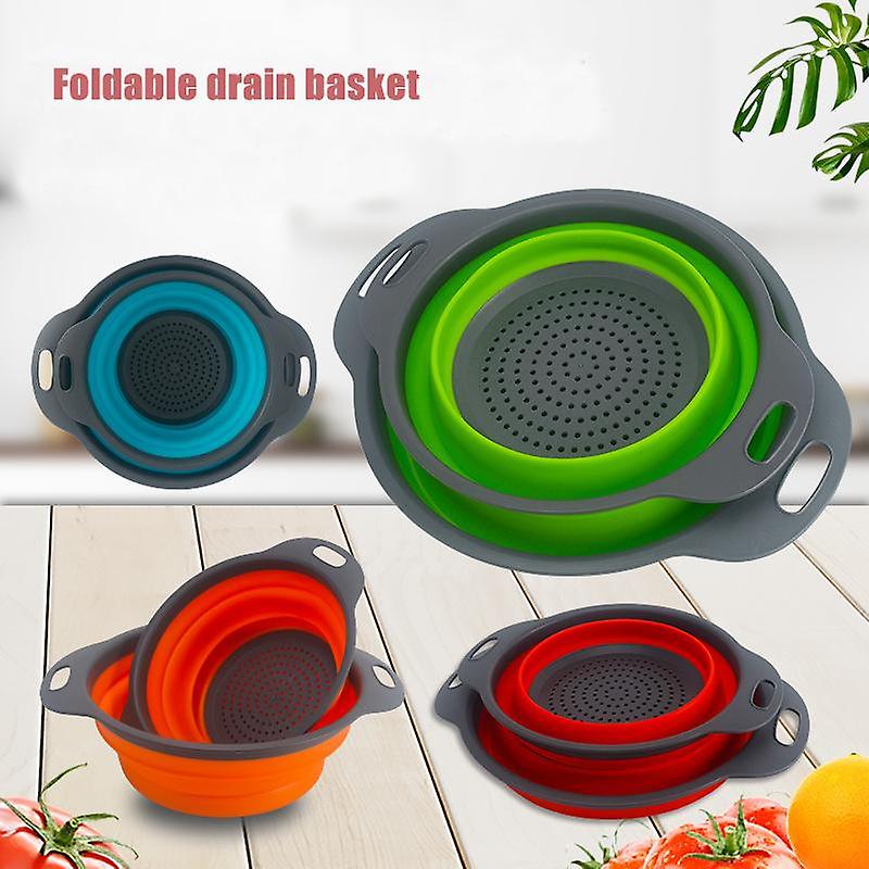 Born Pretty Factory Direct Sales Silicone Foldable Vegetable Basket Kitchen Drain Basket Plastic Vegetable Washing Basin Round Creative Vege