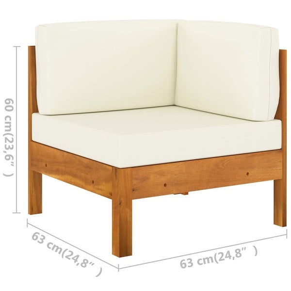 2 Piece Garden Lounge Set with Cream White Cushions Acacia Wood - Overstock - 35097454