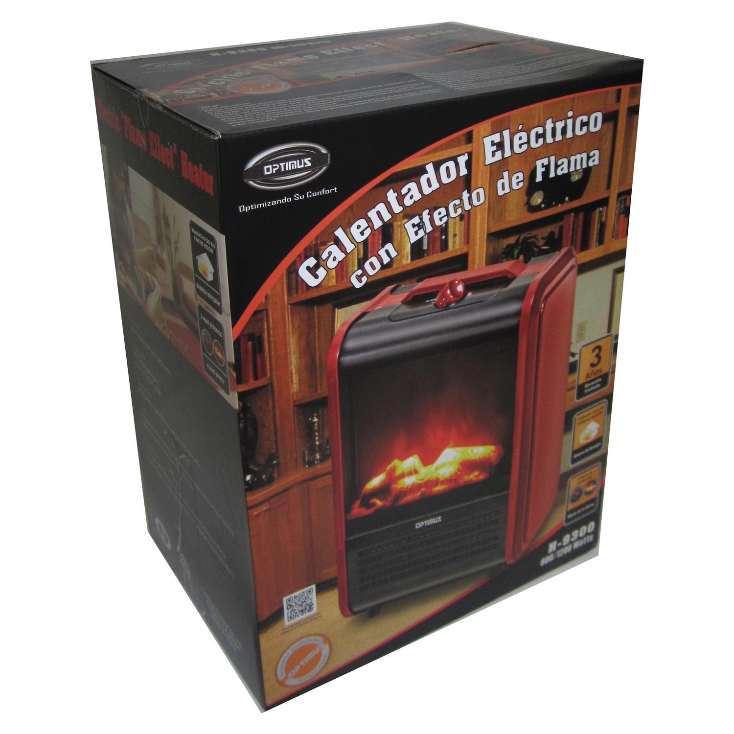 Optimus H-9300 2-Setting 1，200-Watt-Max Flame-Effect Mini Fireplace Electric Heater