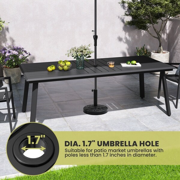 Outdoor Aluminum Dining Table Black with Umbrella Hole