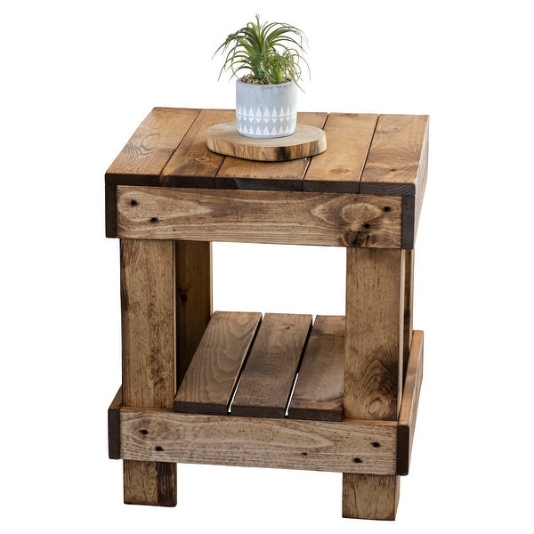 Pine Solid Wood Farmhouse End Table