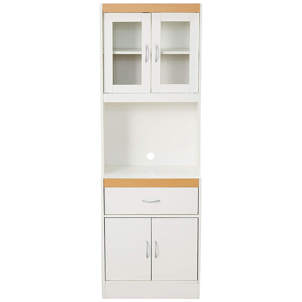 Hodedah Kitchen Storage Cabinet w/ Open Space for Microwave, White (Used)