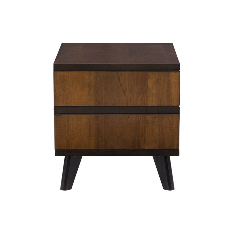 Linon Mid Century Brown Two Drawer Nightstand