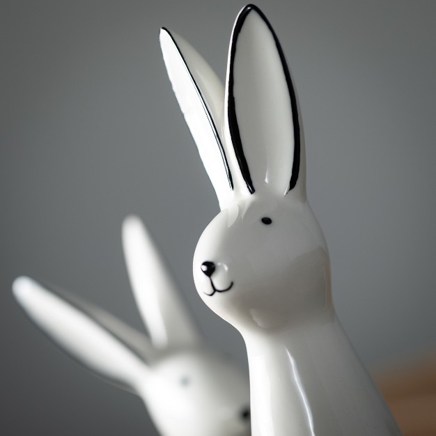 11 quot h Sullivans Abstract Porcelain Bunnies Set Of 2 White