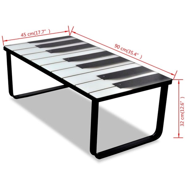 vidaXL Coffee Table with Piano Printing Glass Top