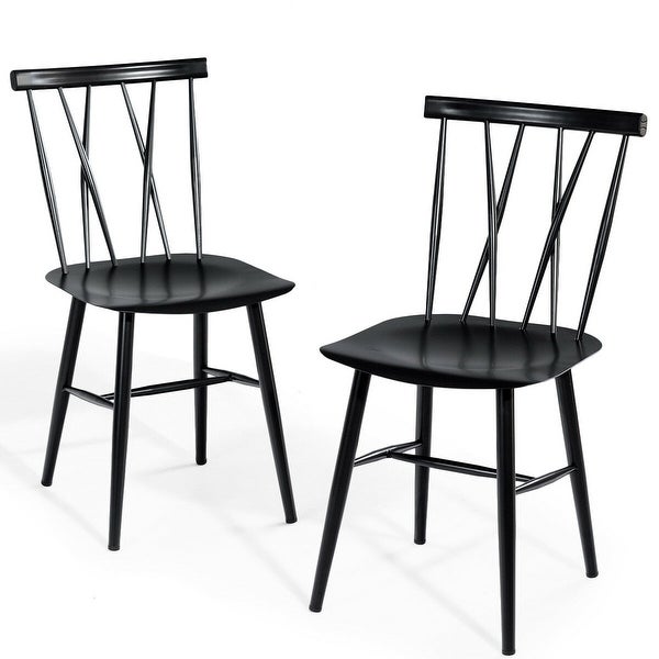 Costway Set of 2 Dining Side Chairs Chairs Armless Cross Back Kitchen - See Details