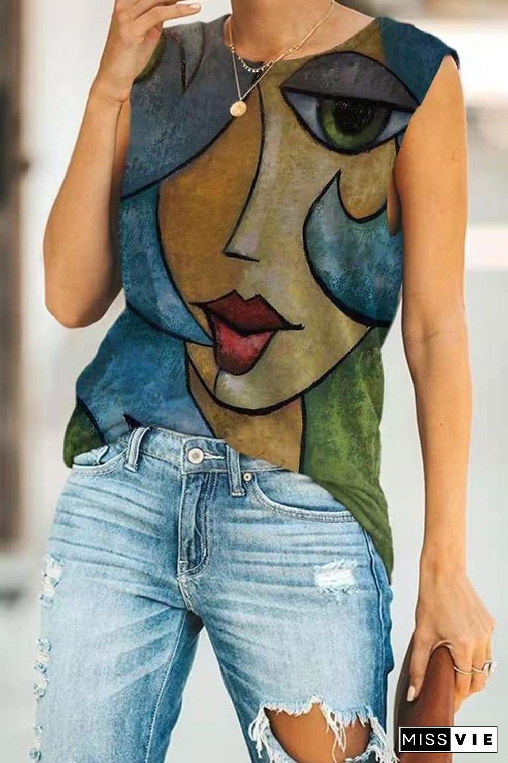 Character Print Sleeveless Camisole