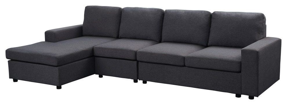 Dunlin Sectional Sofa With Reversible Chaise  Dark Gray Linen   Transitional   Sectional Sofas   by Morning Design Group  Inc  Houzz