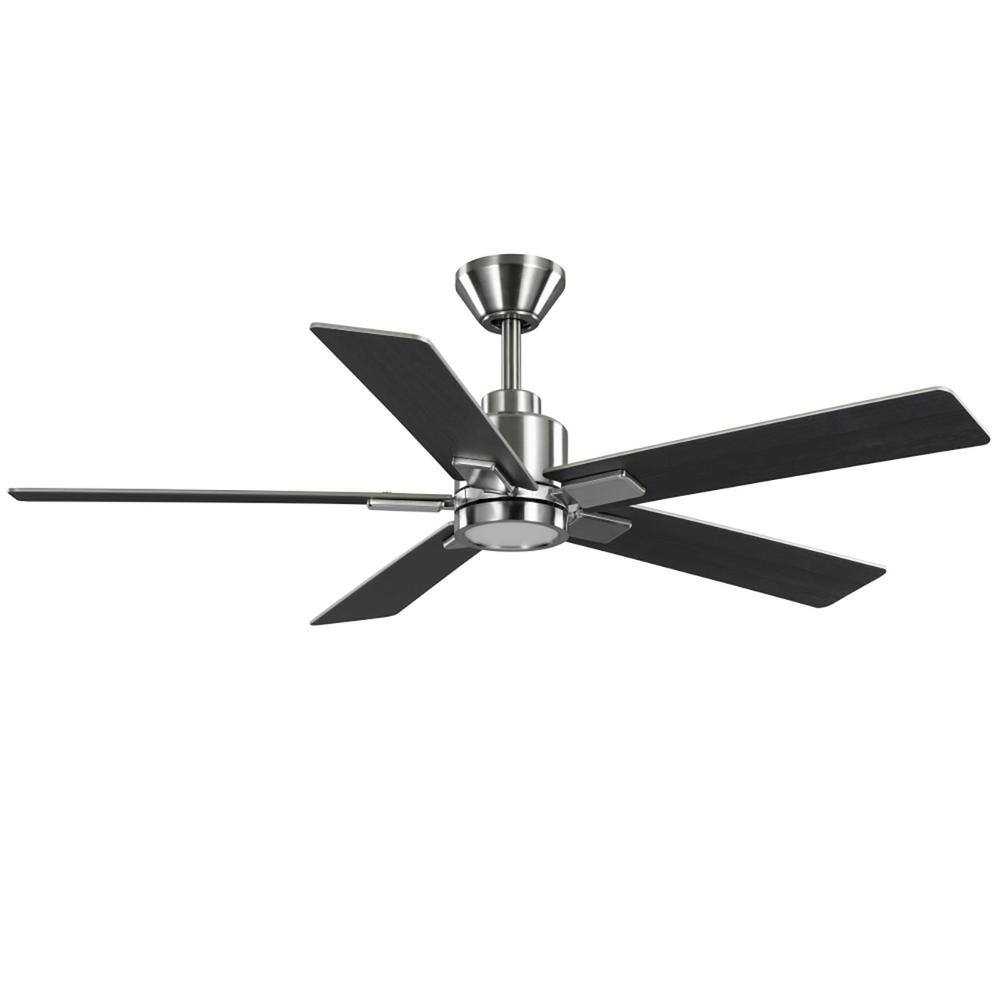 Hampton Bay Zandra 52 in. White Changing Integrated LED Brushed Nickel Smart Hubspace Ceiling Fan with Light Kit and Remote Included 92380