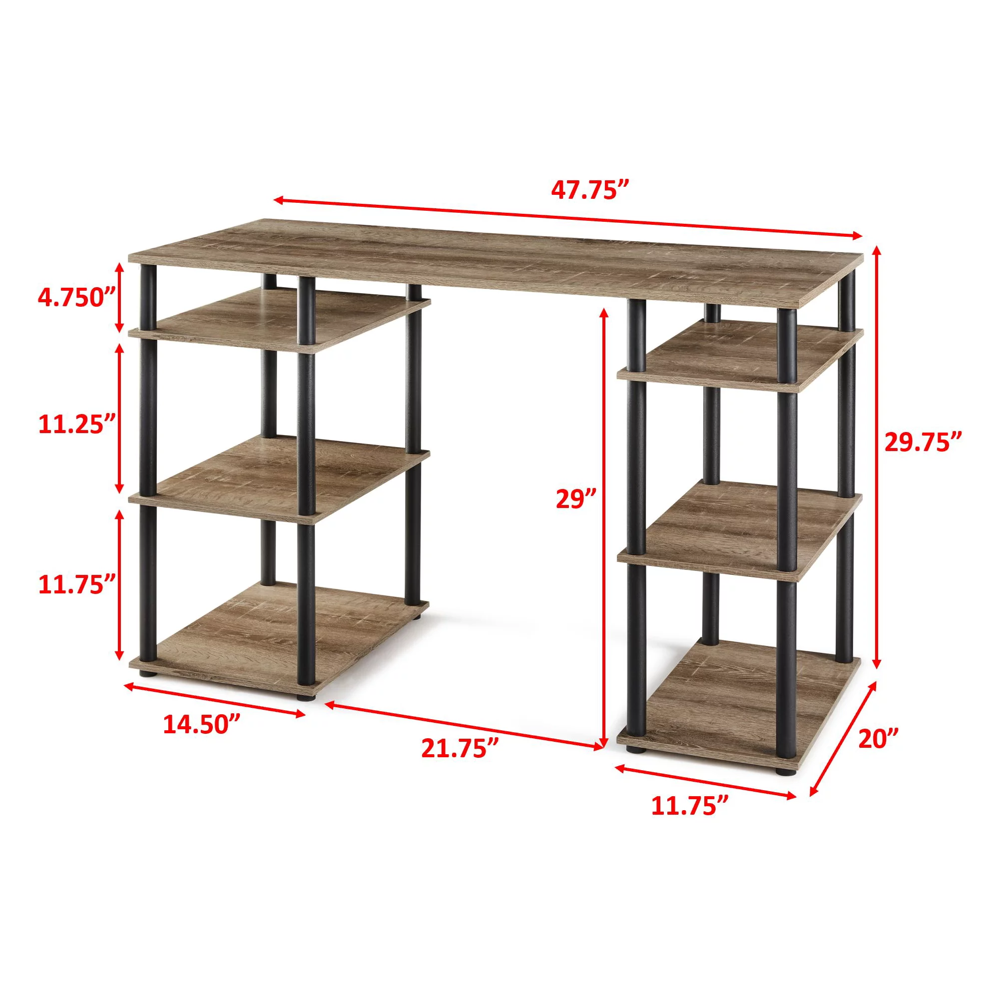 Mainstays No Tools Computer Desk， Rustic Brown