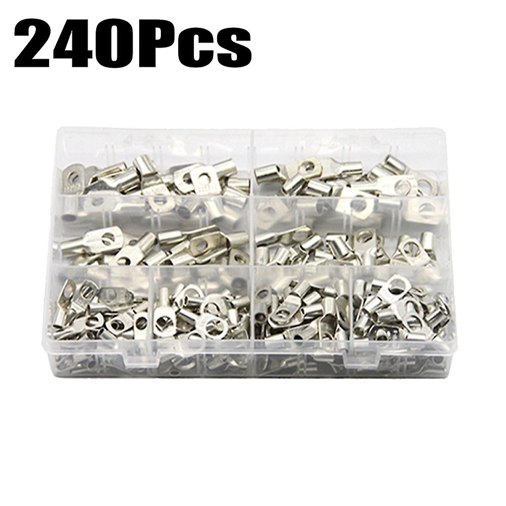 Born Pretty 60/100/240pcs Sc6-25 Bare Terminals Tube Lug Ring Seal Battery Wire Connectors Bare Cable Crimped/soldered Terminal Kit