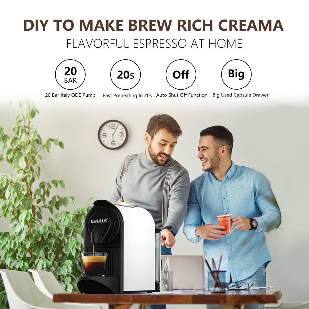 Edendirect Rebin One Cup White Espresso Machine to Make Espresso (1.4oz) Lungo(2.8oz) with Capsule Container 20 Bar HJRY23040402