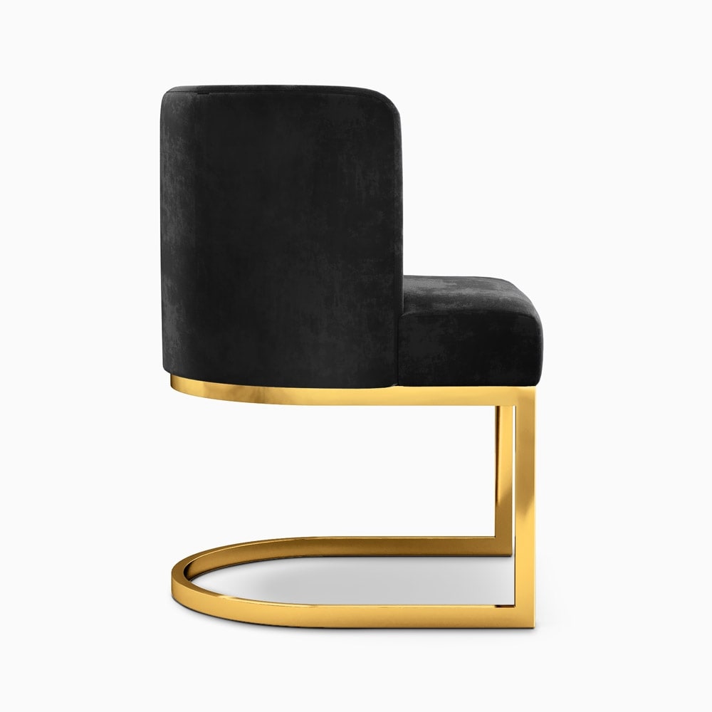 Moasis Velvet Upholstered Dining Chair with C shaped Gold Metal Legs (Set of 2)