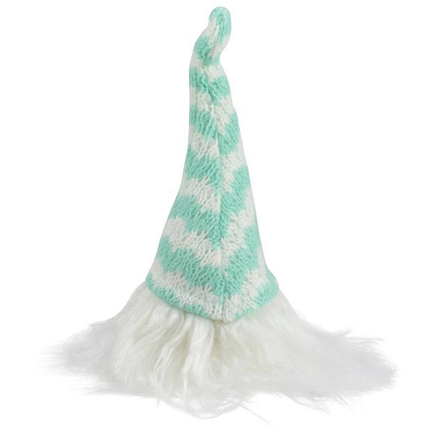 Aqua Blue And White Striped Hat Spring Gnome