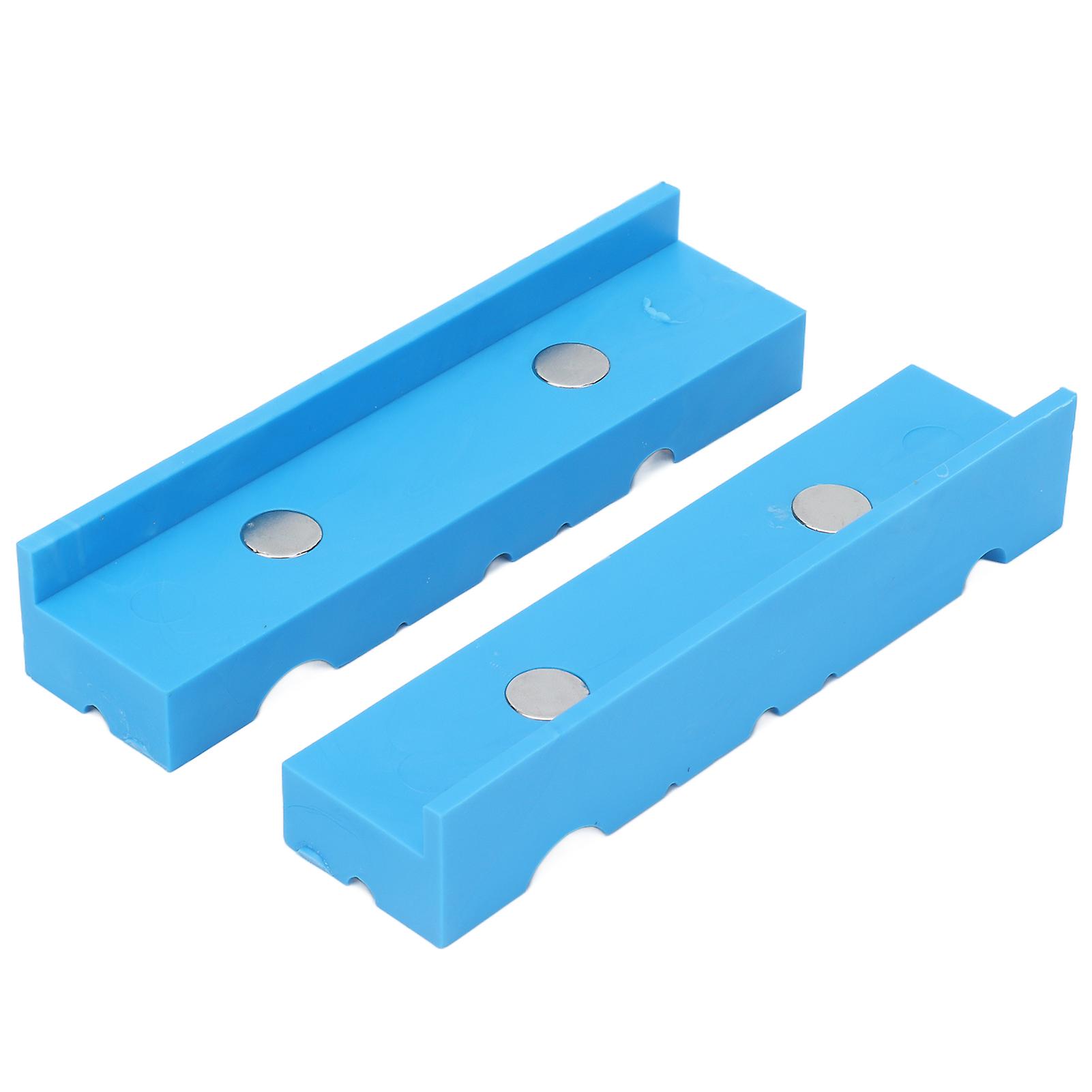 2pcs Vise Jaw Abs 5.5in Magnetic Vice Protective Grooved Cover Pad Set Kit For Clamping