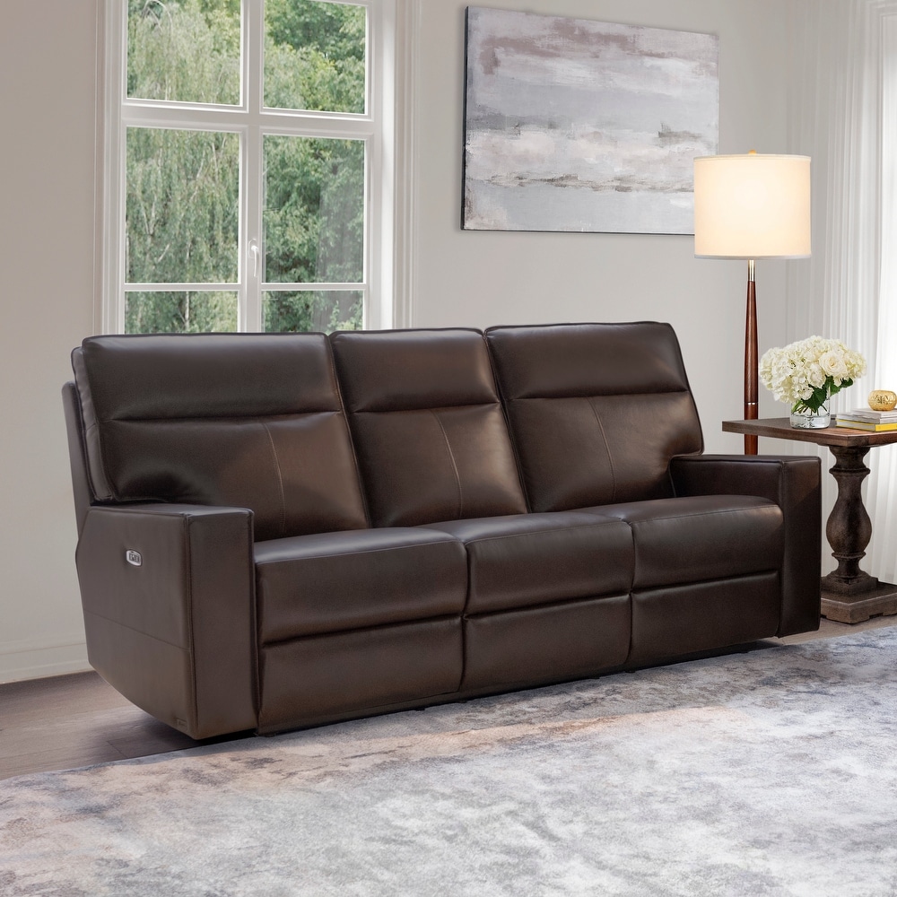 Abbyson Easley Top Grain Leather Dual Power Reclining Sofa