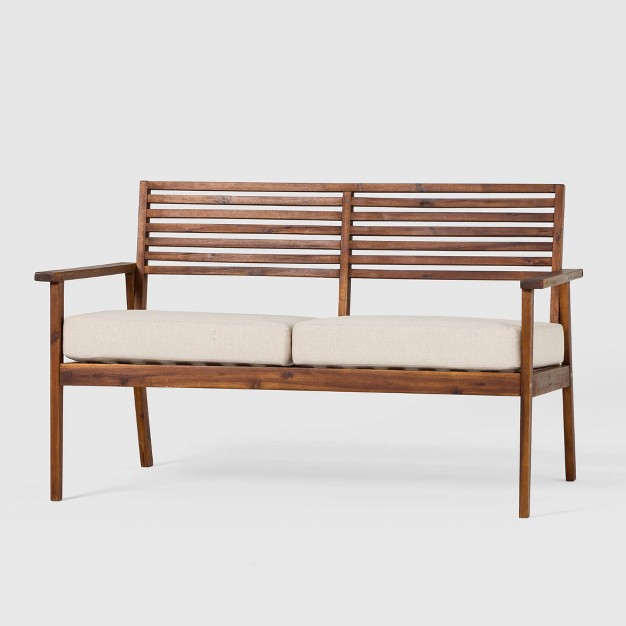 Saracina Home Mid century Modern Slatted Acacia Outdoor Bench