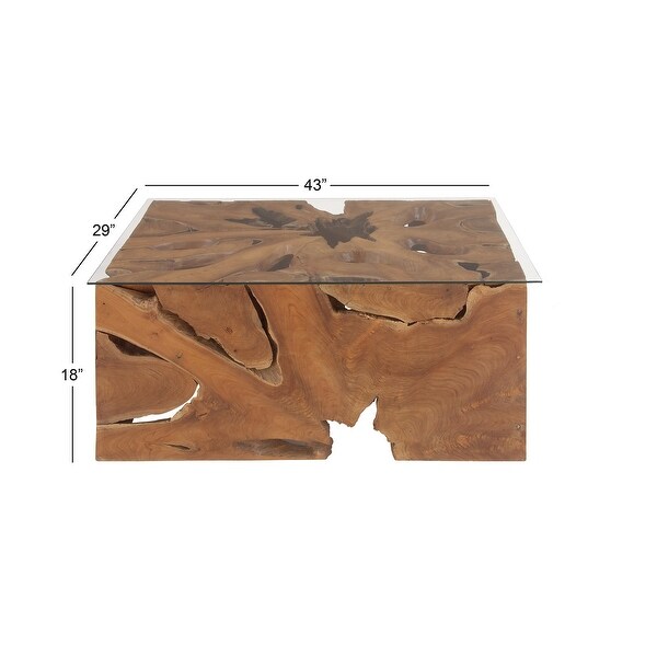 Brown Teak Rustic Coffee Table 18 x 40 x 28 - 40 x 28 x 18