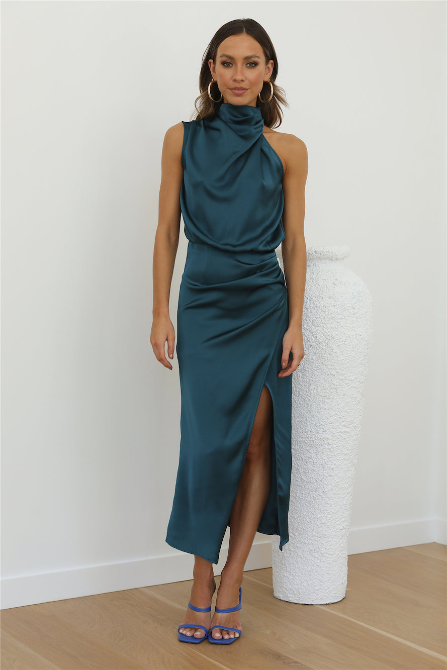 Cocktail Party Midi Dress Teal