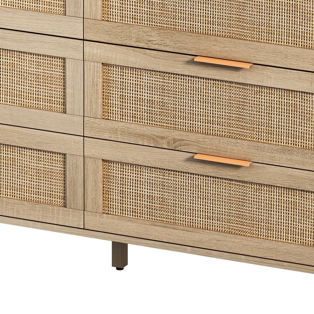 51'' Width 6 Drawers Rattan Storage Cabinet