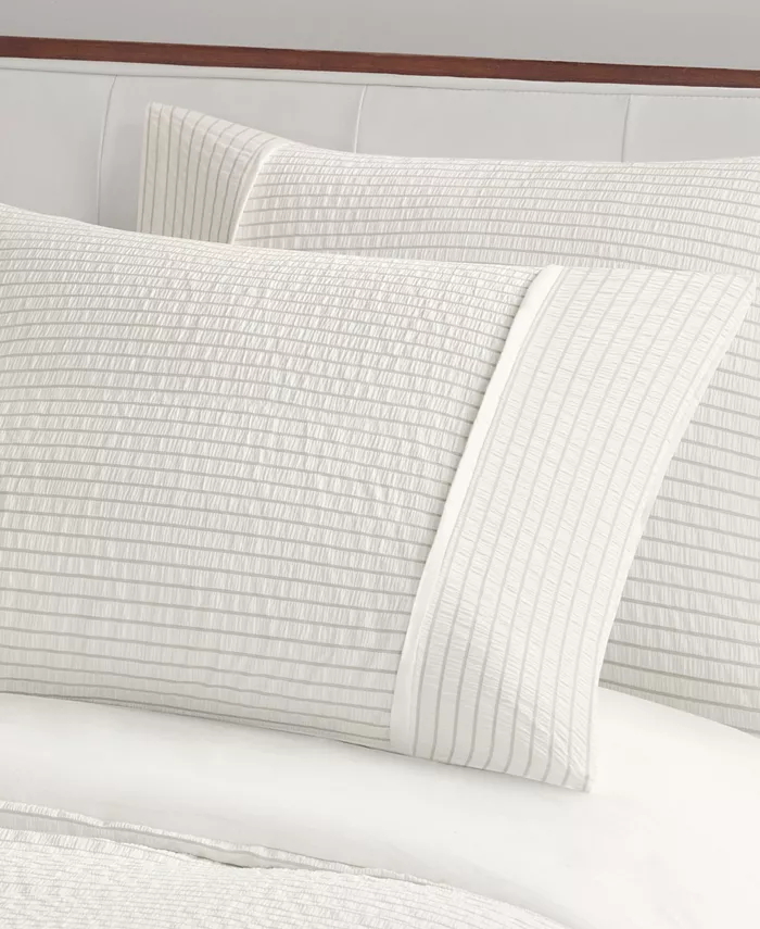 Beautyrest Apollo 3 Piece Striped Seersucker Oversized Duvet Cover Set， Full Queen