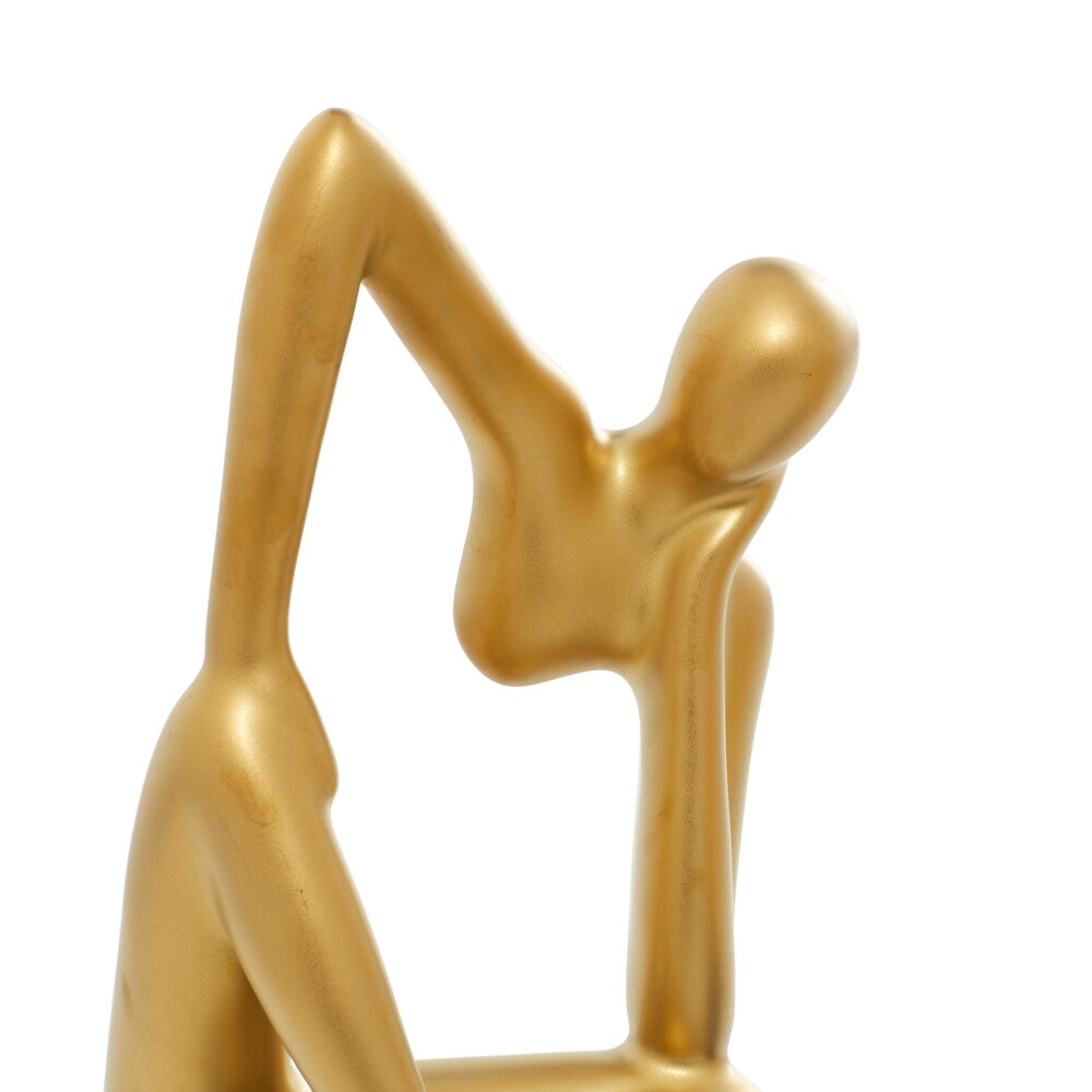 CosmoLiving by Cosmopolitan Silver or Gold Porcelain Sitting Thinker People Sculpture (Set of 3)