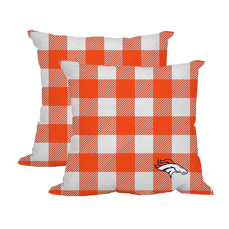 Denver Broncos 2-Pack Buffalo Check Plaid Outdoor Pillow Set