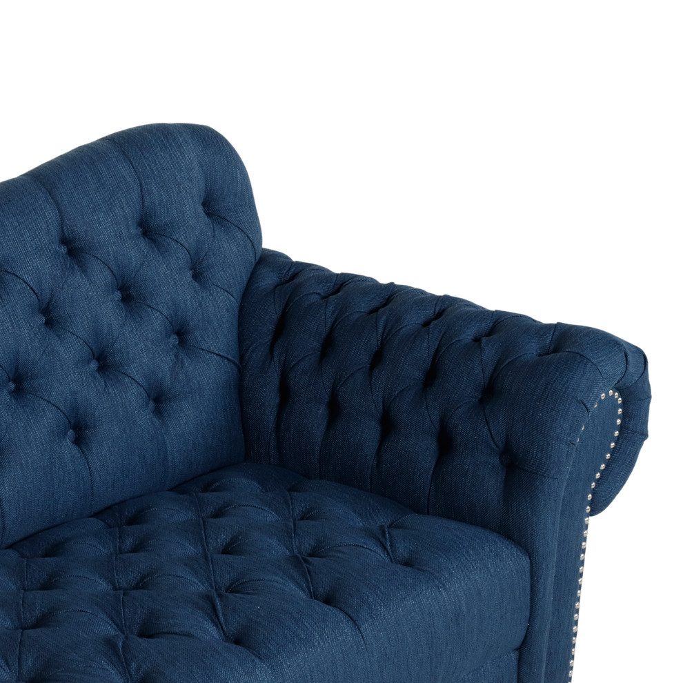 Wastacio Chesterfield Button Tufted Fabric 3 Seat Sofa   Traditional   Sofas   by GDFStudio  Houzz