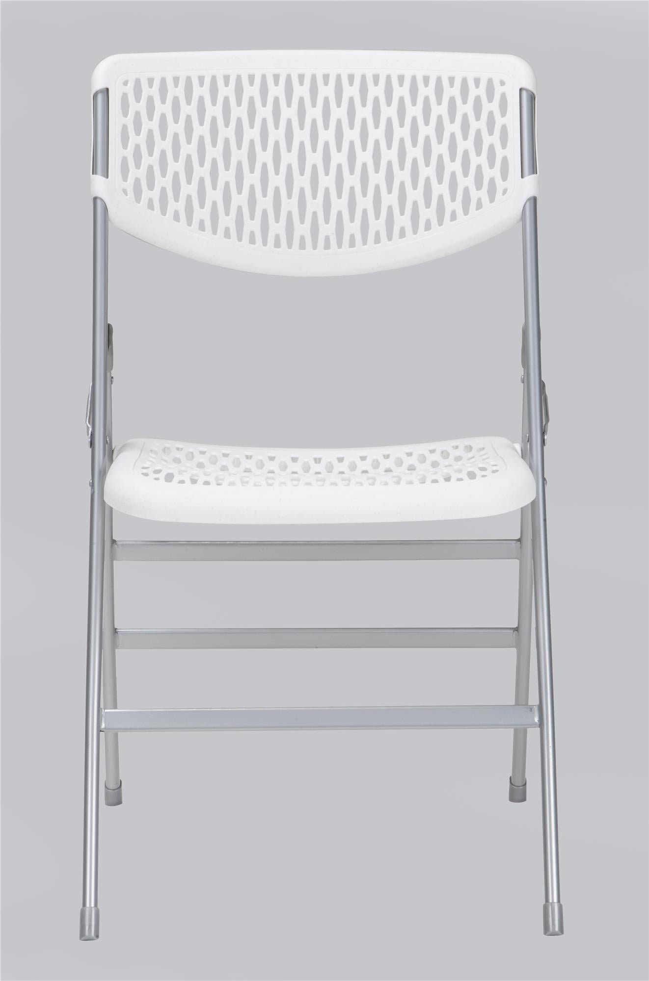 COSCO Ultra Comfort Commercial XL Plastic Folding Chair, 300 lb. Weight Rating, Triple Braced, White, 4-Pack