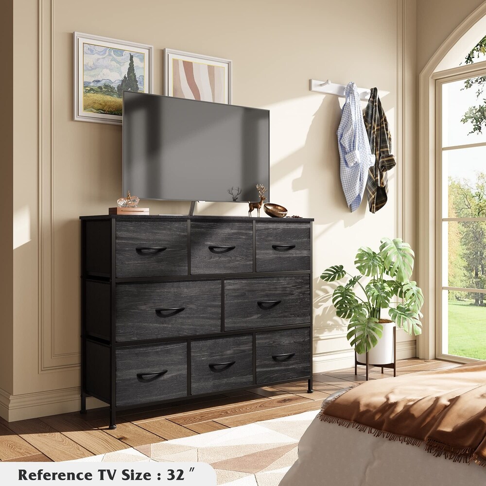 Fabric Dresser for Bedroom  Chest of Drawers  Bedroom Dresser TV Stand for 32 40 43 inch TV