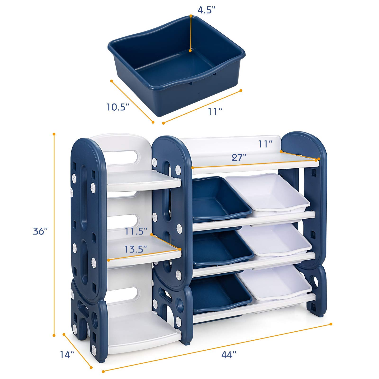 Costzon 2 in 1 Kids Toy Storage Organizer with Bookshelf and Toy Collection Shelves