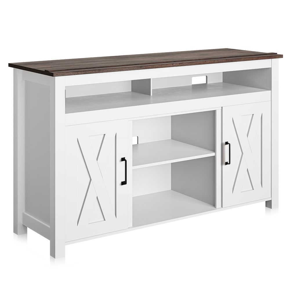 BELLEZE Corin Barn Door Wood TV Stand for TVs up to 55\