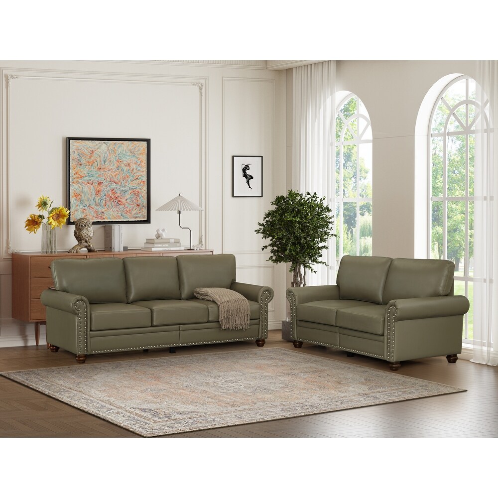 Luxurious PU Loveseat   PU Upholstered 3 Seater Sofa w/ Storage Box  Dark Green