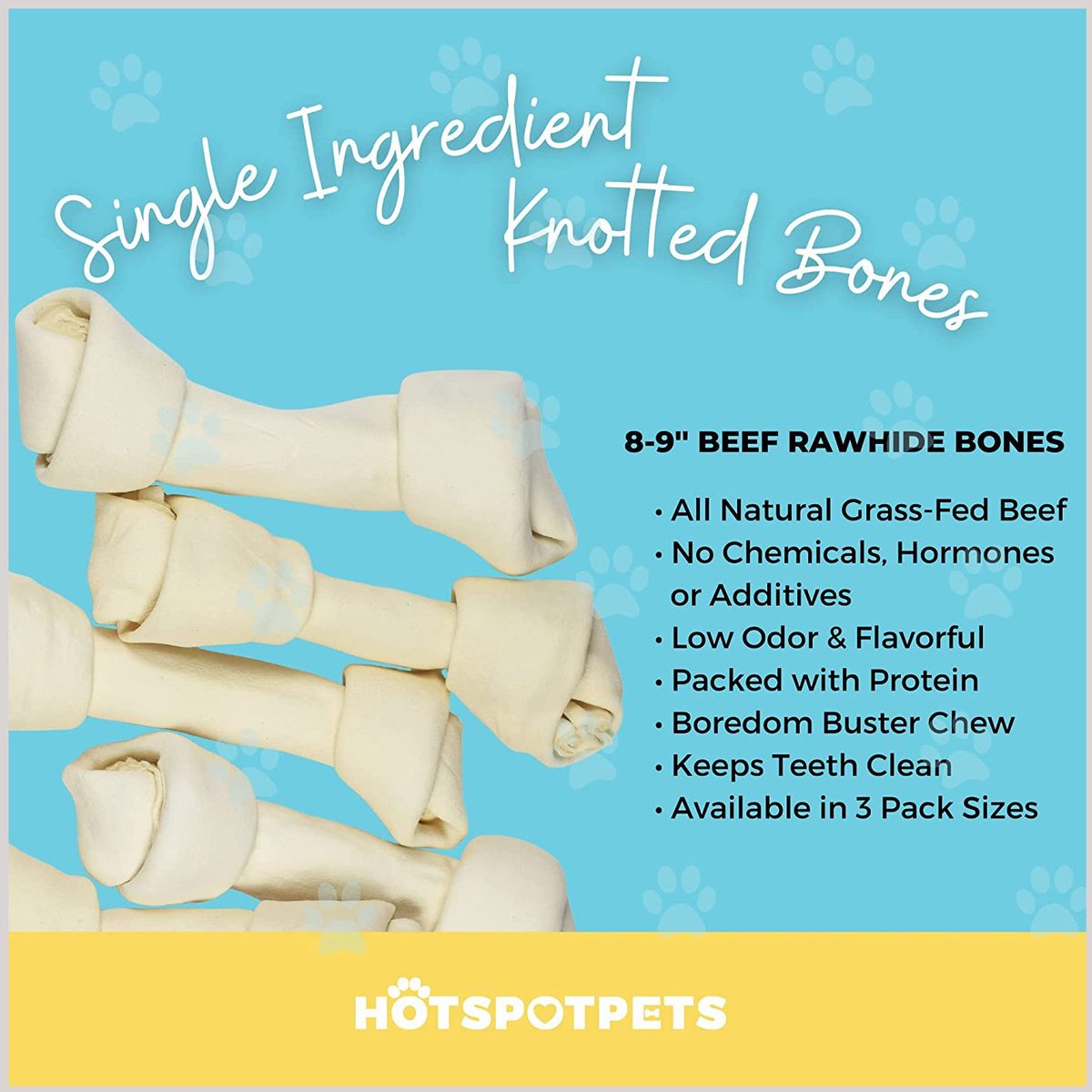 HOTSPOT PETS All Natural White 8-9-in Knotted Rawhide Bones Dog Chew Treats